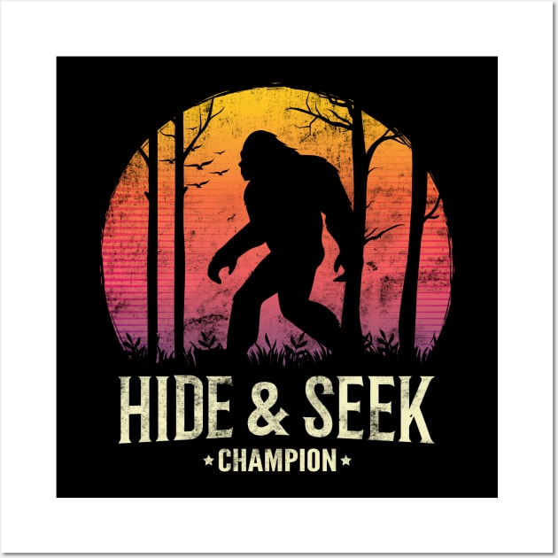 Bigfoot Hide and Seek Champion T Shirt Wall Art by HCMGift